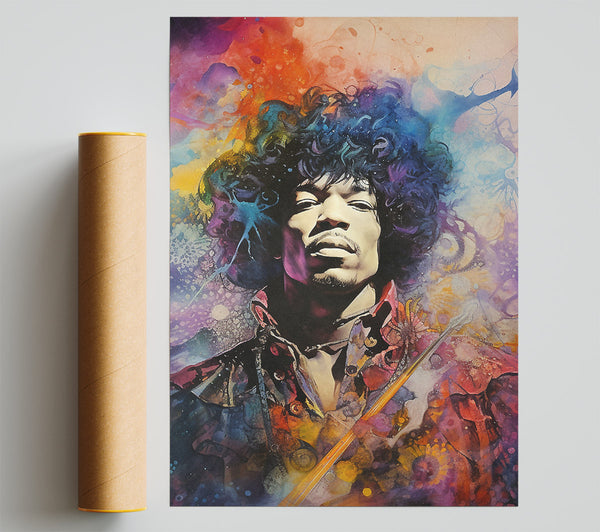 Jimi Hendrix Colour Splash Poster