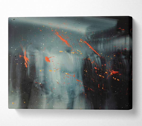  A Canvas Print of Orange Splatters On Blue Canvas Art