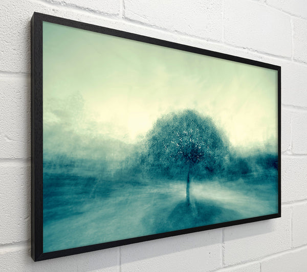 Teal Tree In Mist