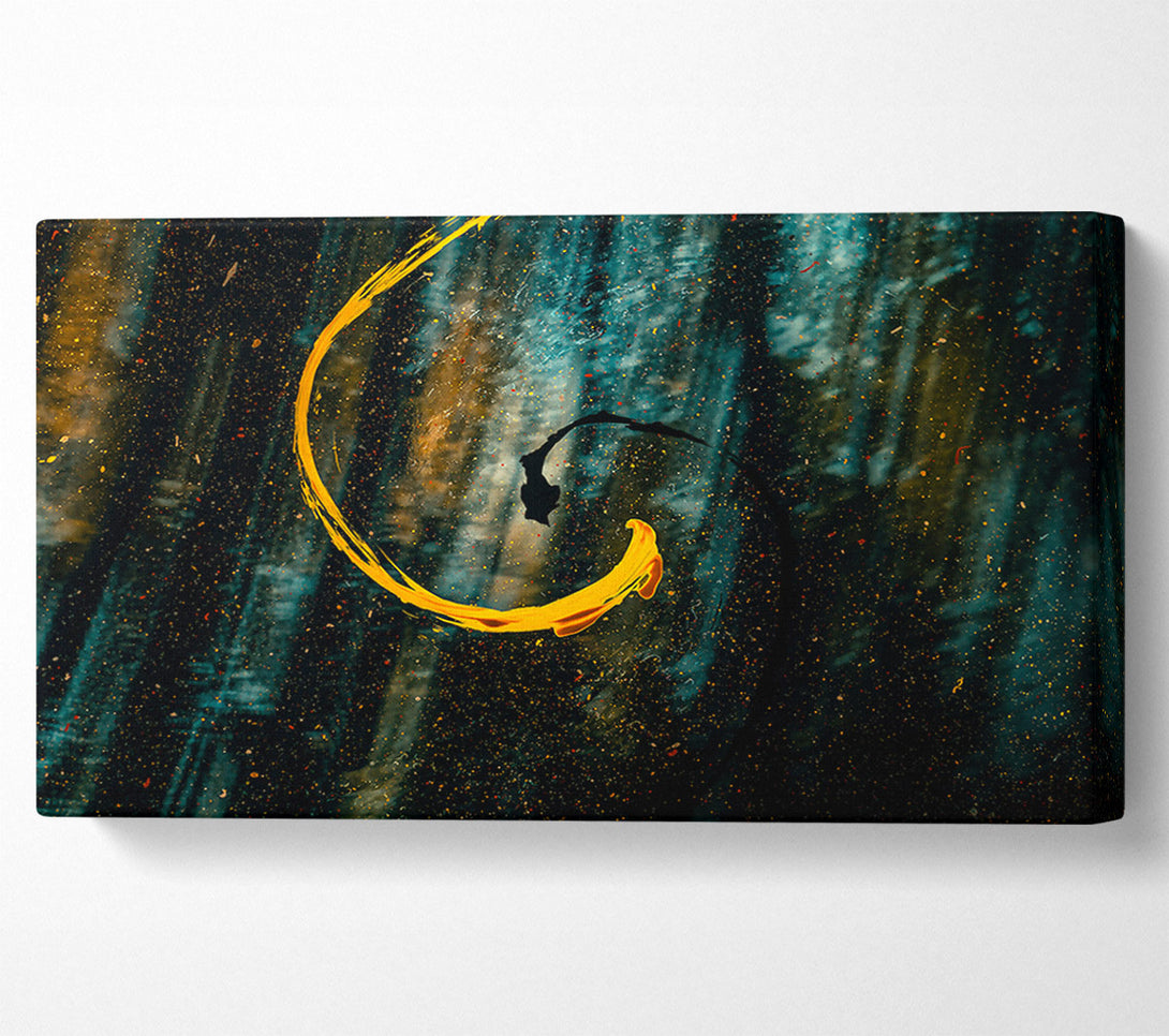  A Canvas Print of Golden Swirl In Blue Canvas Art