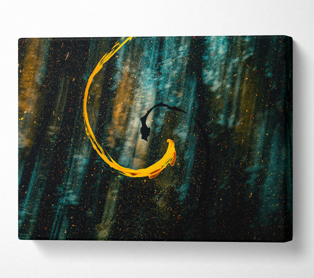  A Canvas Print of Golden Swirl In Blue Canvas Art
