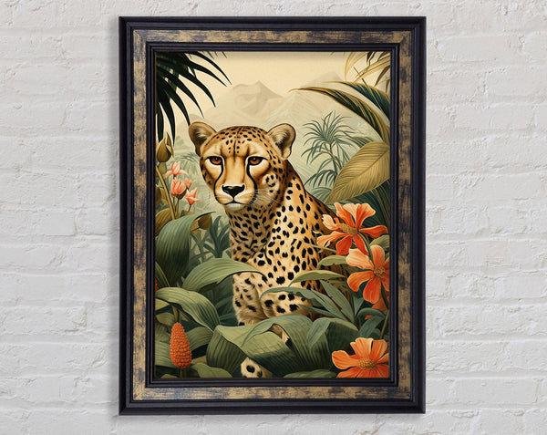 Jungle Leopard Mountains Framed Print
