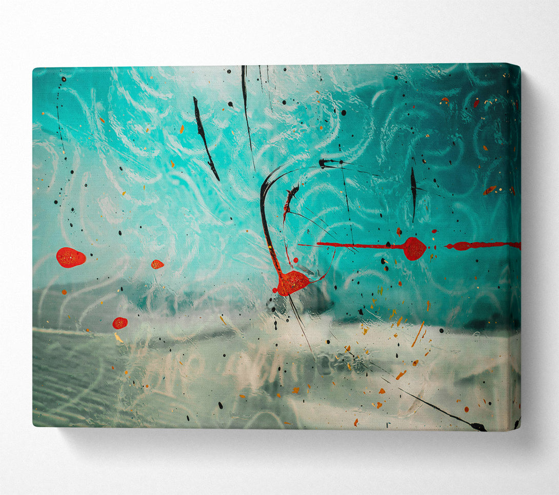  A Canvas Print of Teal Abstract Drips Canvas Art