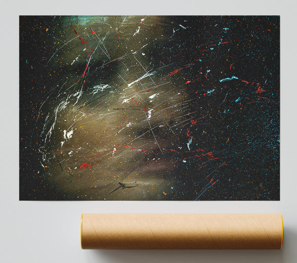 Black And Teal Splashes Giclee Print