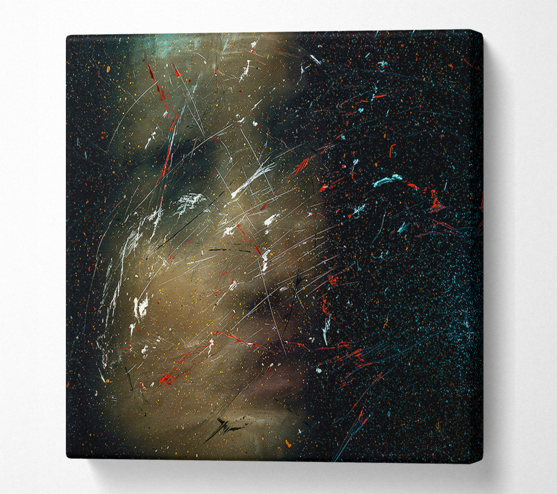  A Canvas Print of Black And Teal Splashes Canvas Wall Art
