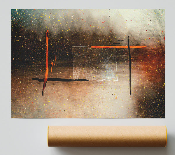 Orange Cosmic Lines Giclee Print