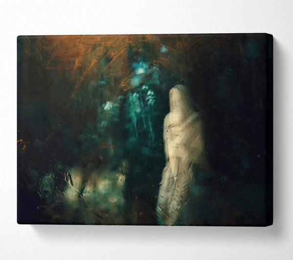 A Canvas Print of Teal Figure In Fog Canvas Art