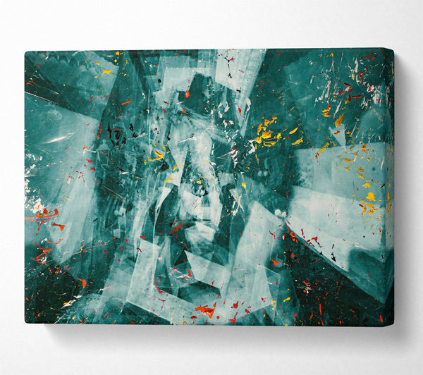  A Canvas Print of Teal Abstract Splatter Canvas Art