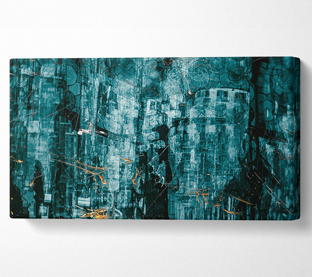  A Canvas Print of Teal Cityscape Memories Canvas Art