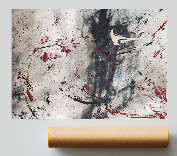 Crimson And Gray Swirls Print