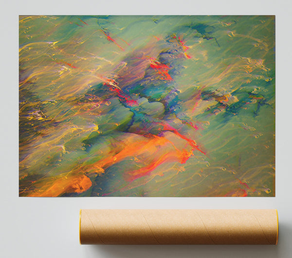 Green And Orange Flow Print