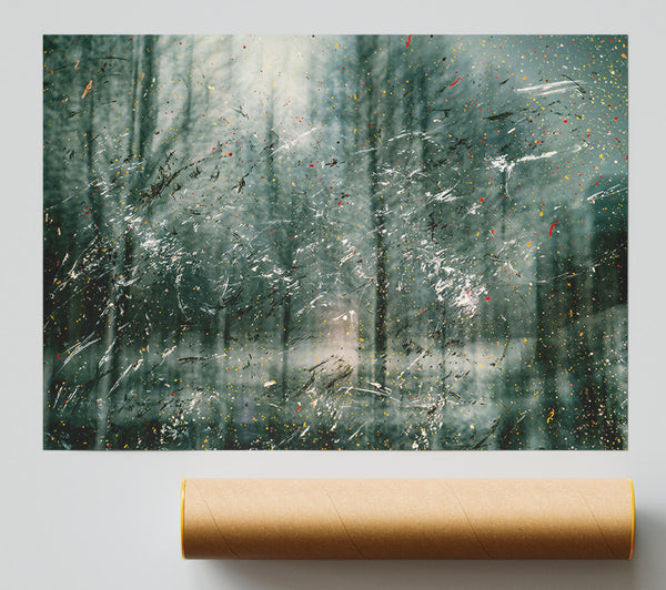 Green Forest Scribbles Poster