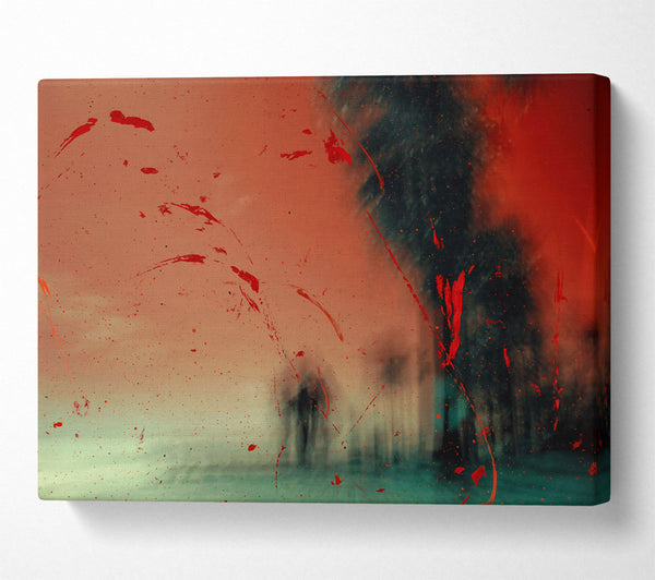  A Canvas Print of Crimson Splashes Through Fog Canvas Art