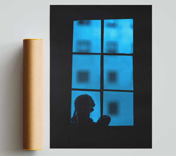 Blue Window Watcher Print
