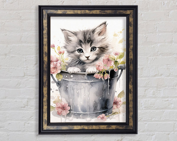 Kitten Flower Pot Framed Print