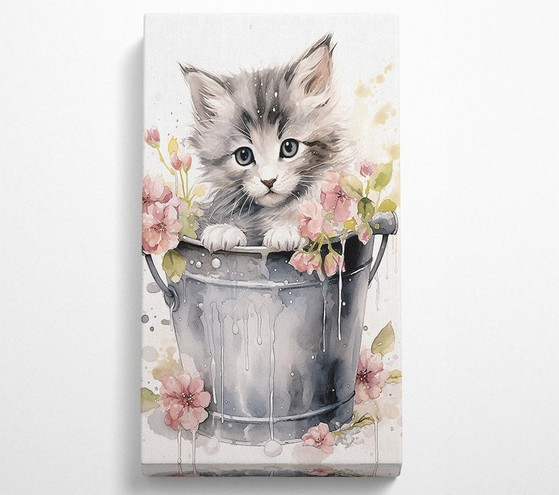  A Canvas Print of Kitten Flower Pot Canvas Wall Art