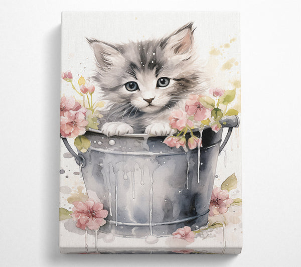  A Canvas Print of Kitten Flower Pot Canvas Wall Art