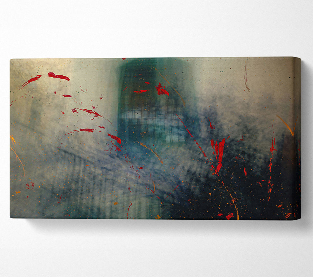  A Canvas Print of Red Splatter In Blue Canvas Wall Art