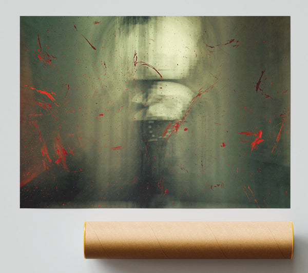 Red On Grey Fog Print