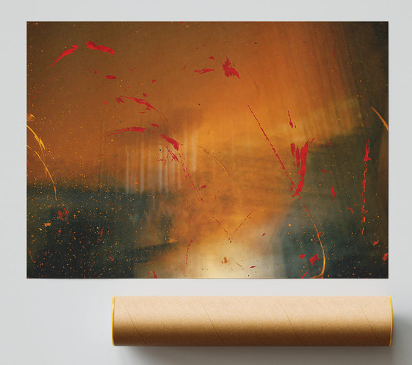 Red On Amber Glass Print