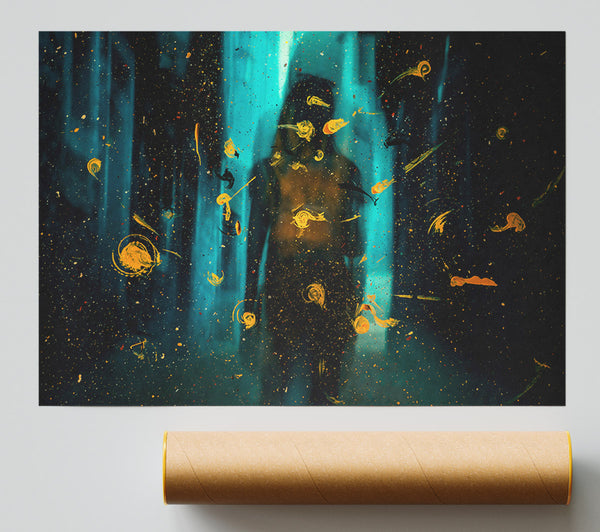 Teal And Yellow Specks Print