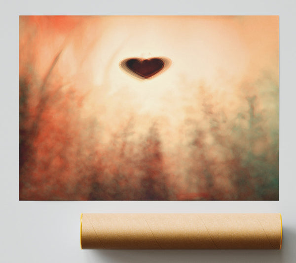 Orange Haze Heart Poster