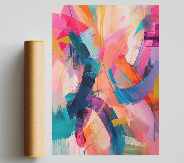 Coral And Teal Swirl Print