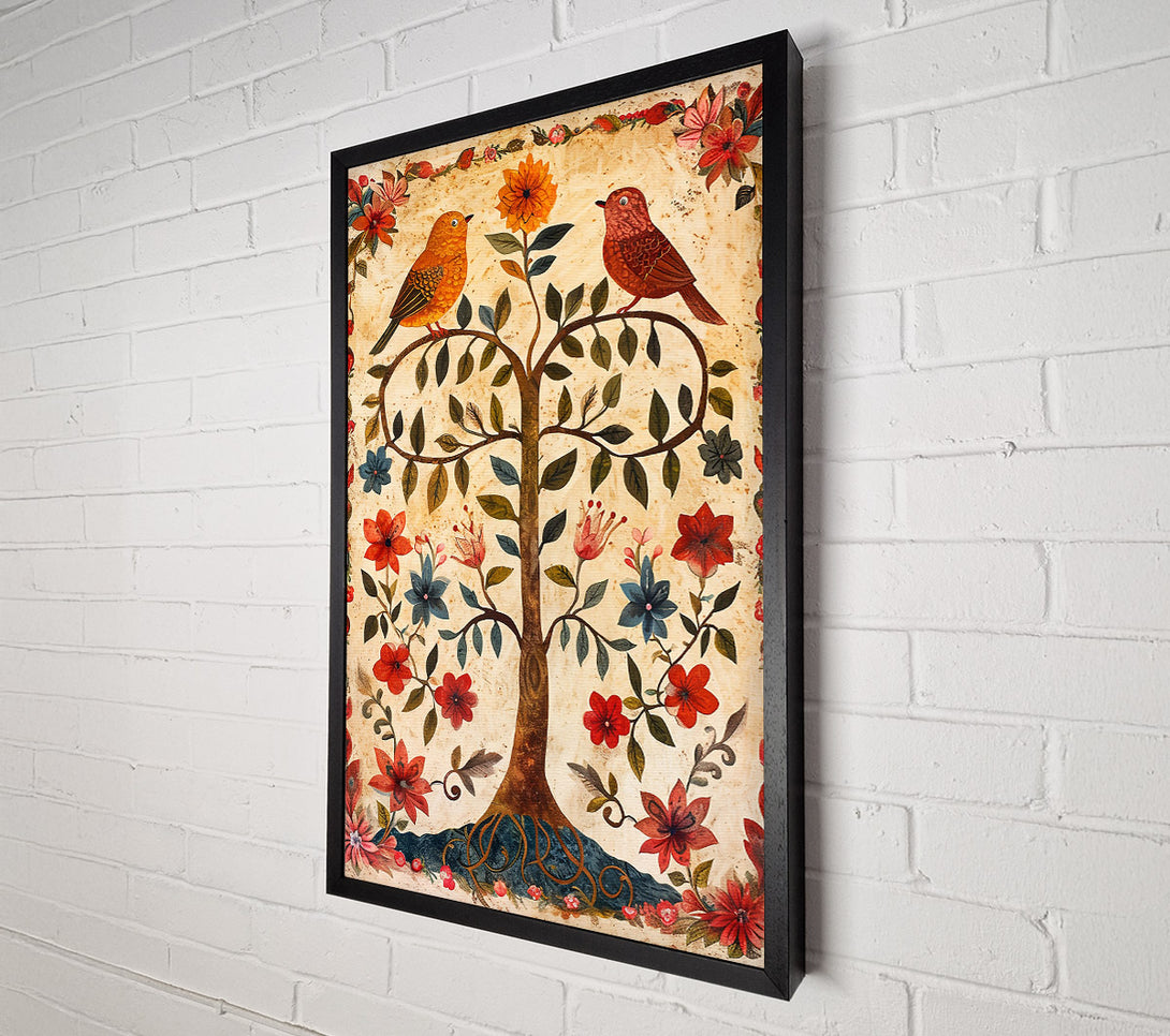  A Canvas Print of Crimson Birdsong Tree Canvas Art
