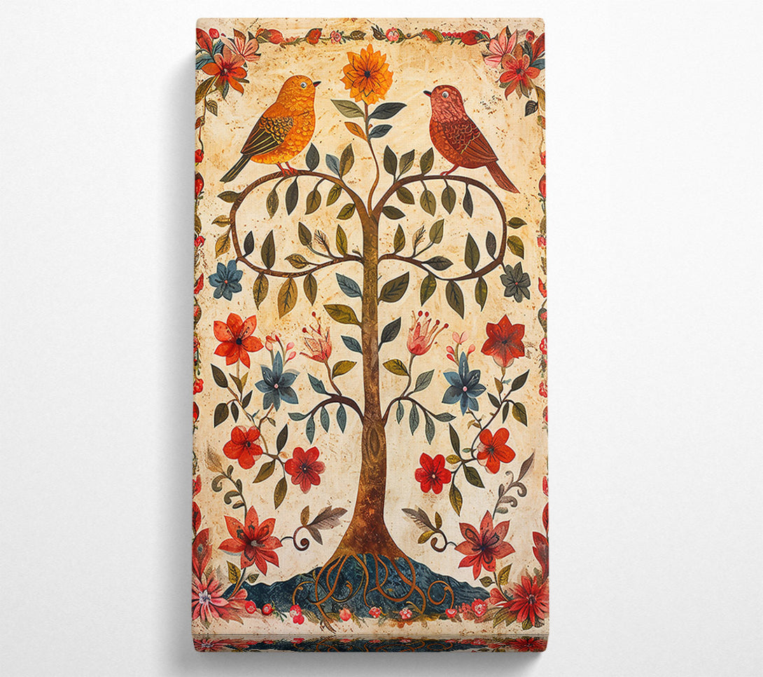  A Canvas Print of Crimson Birdsong Tree Canvas Art