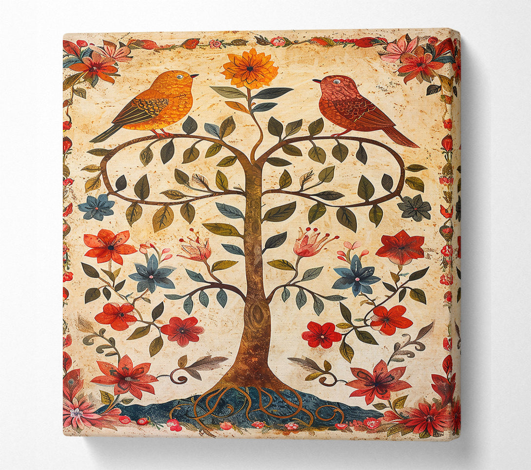  A Canvas Print of Crimson Birdsong Tree Canvas Art