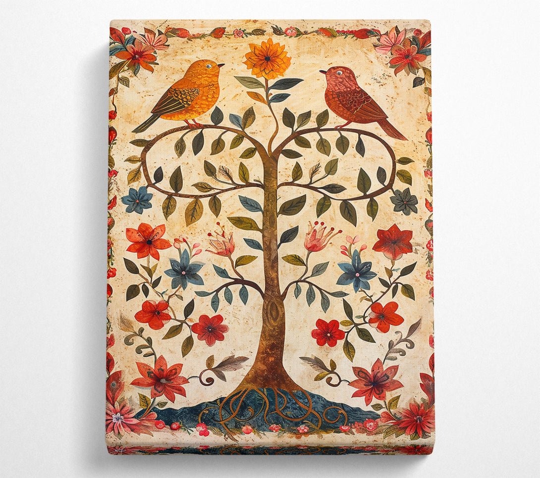  A Canvas Print of Crimson Birdsong Tree Canvas Art