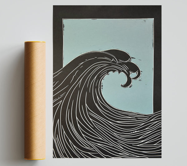 Pale Blue Breaking Wave Poster