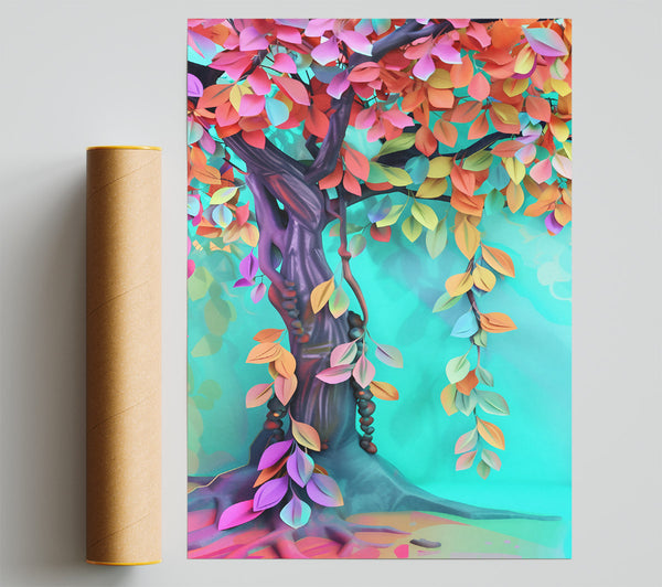 Turquoise Dream Tree Poster