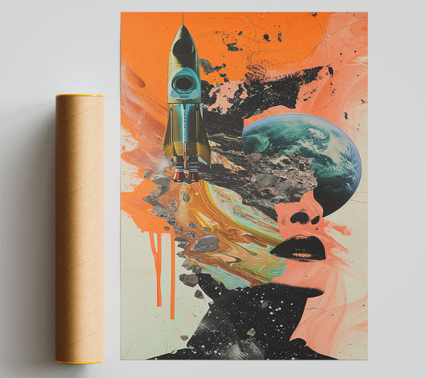 Orange Cosmic Flight Giclee Print