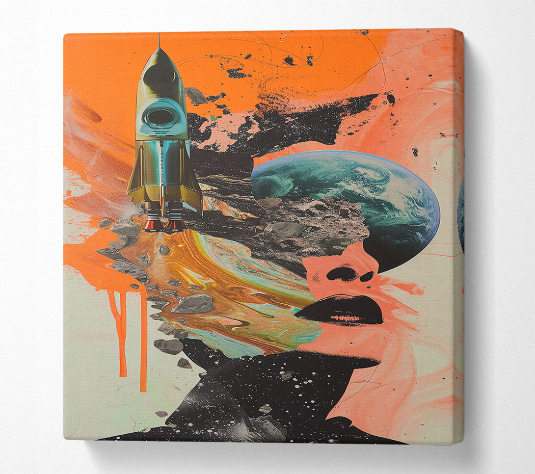  A Canvas Print of Orange Cosmic Flight Canvas Wall Art