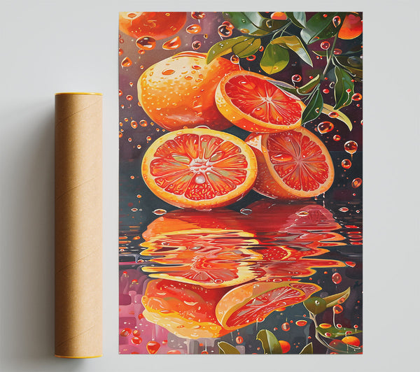Crimson Citrus Reflection Giclee Print
