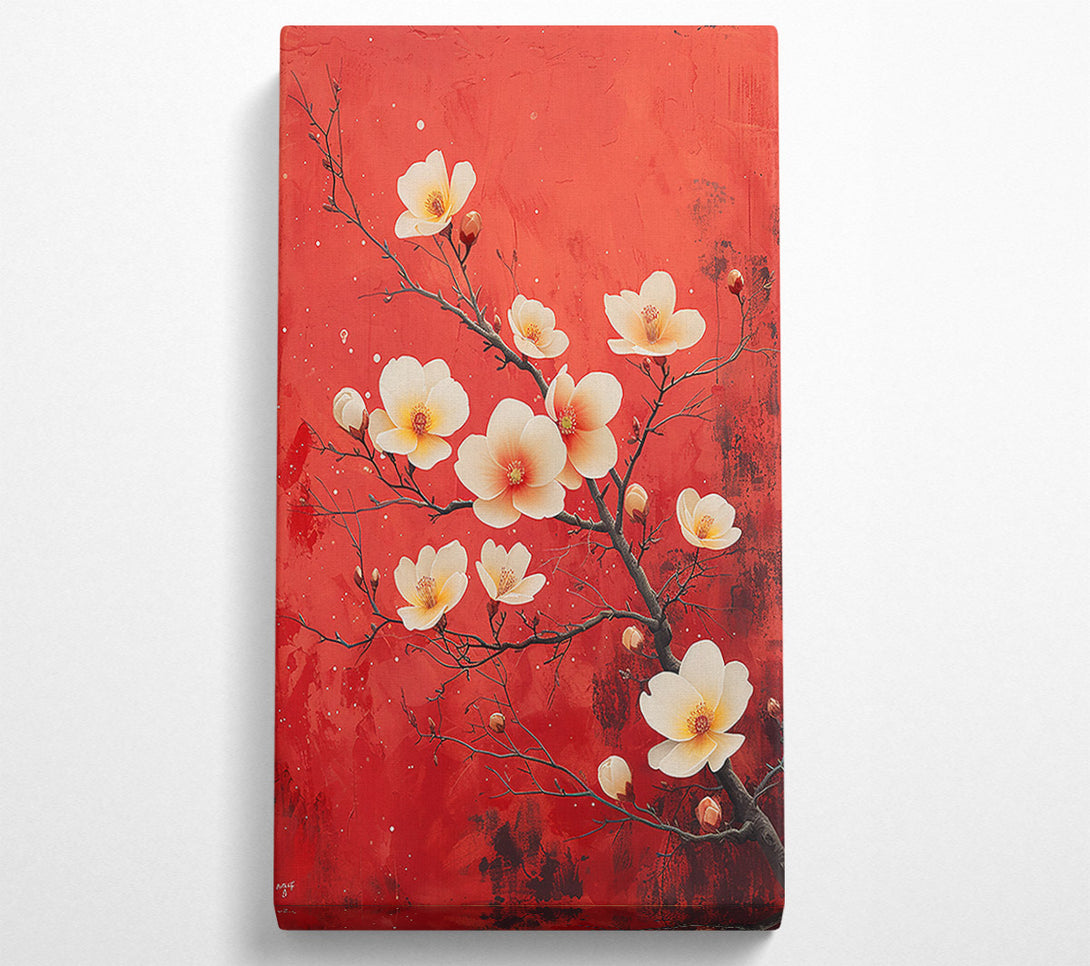  A Canvas Print of Crimson Bloom Blossoms Canvas Wall Art