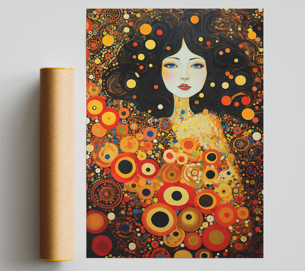 Klimt Orange Circles Poster
