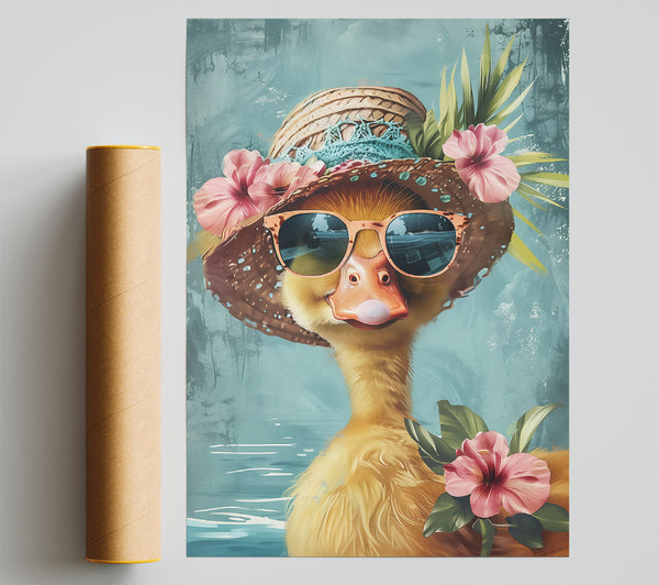 Blue Duck In Bloom Poster
