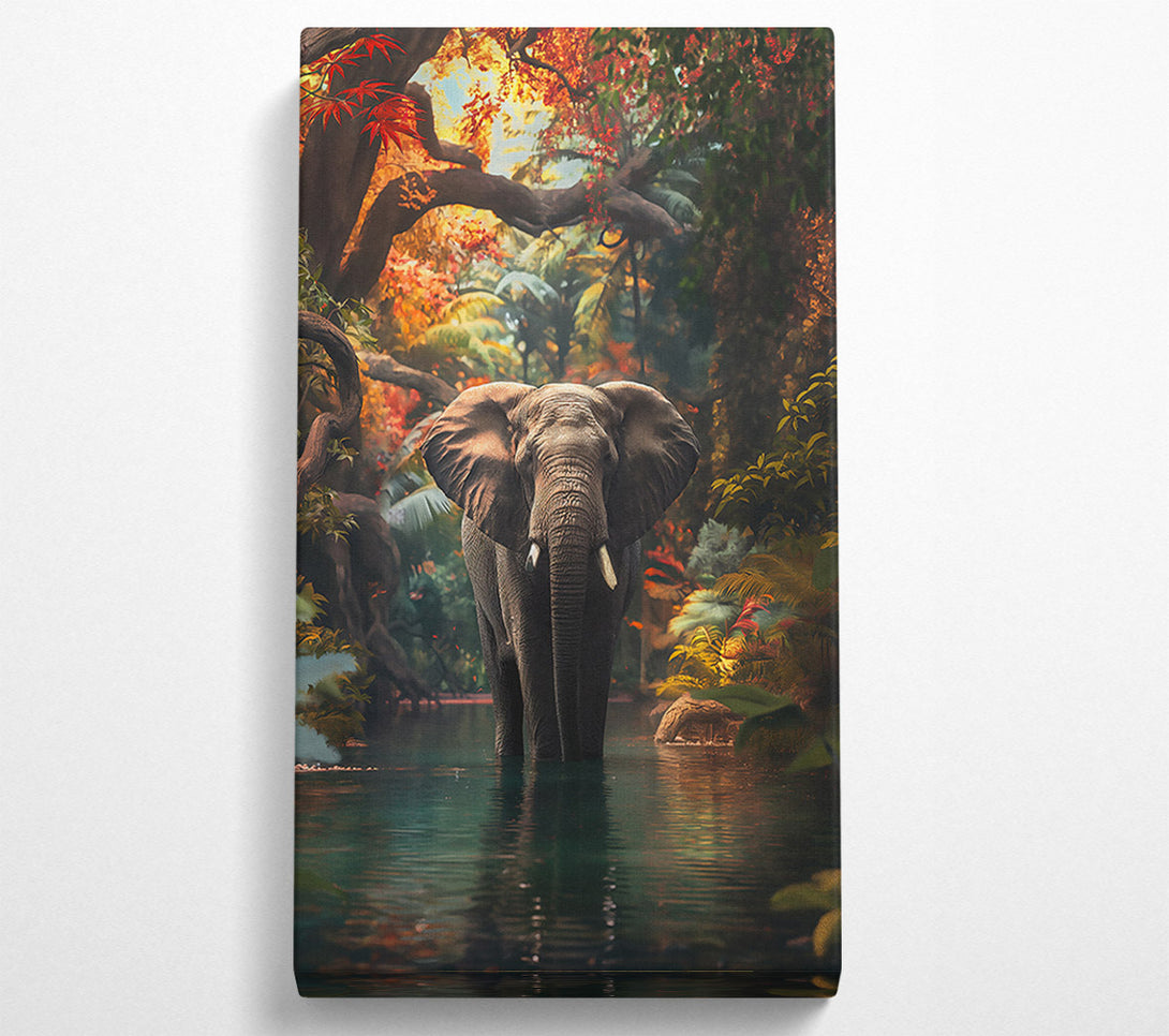  A Canvas Print of Emerald Elephant Crossing Canvas Print