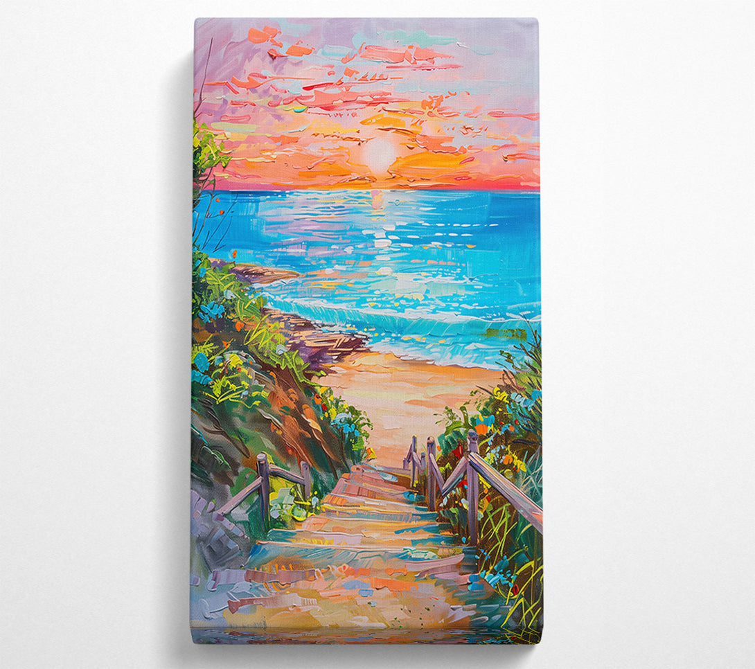  A Canvas Print of Sunset Steps To Blue Sea Canvas Wall Art