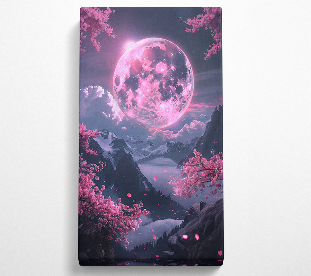  A Canvas Print of Pink Moon Above Mountains Canvas Print