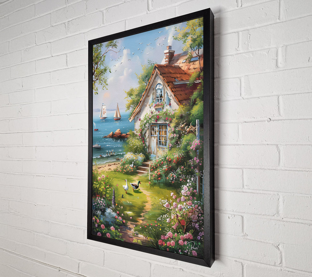  A Canvas Print of Blue Cottage Dreamscape Canvas Wall Art