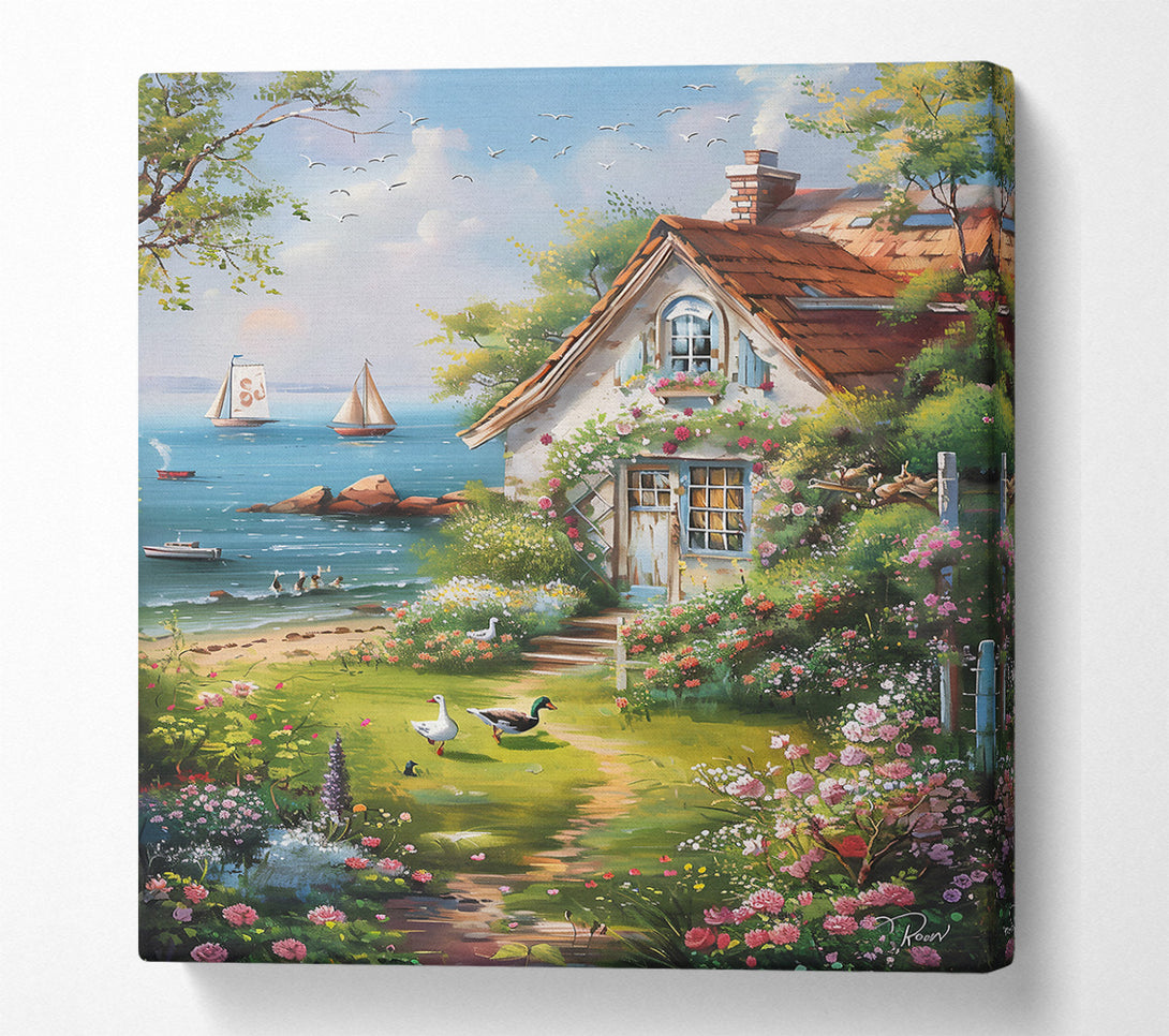  A Canvas Print of Blue Cottage Dreamscape Canvas Wall Art