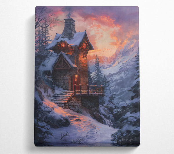  A Canvas Print of Orange Twilight Cabin Canvas Wall Art