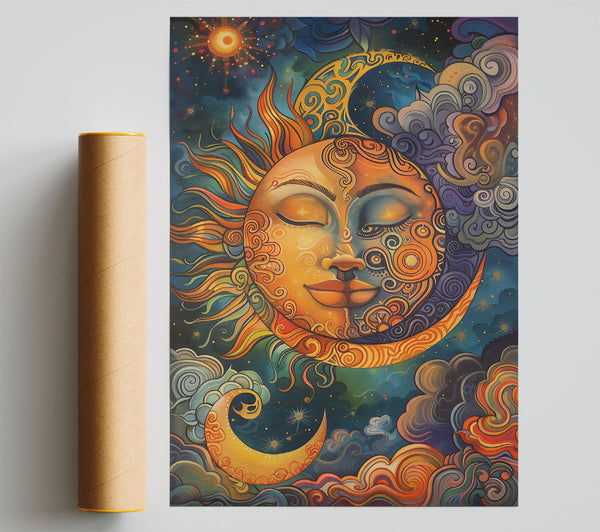 Golden Celestial Embrace Poster