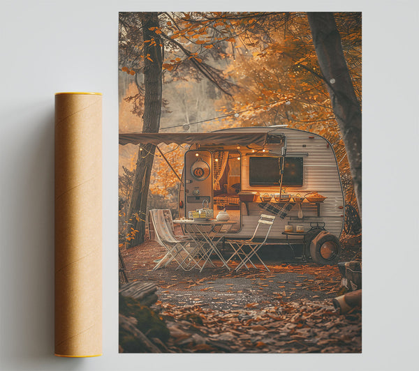 Golden Camper Retreat Poster