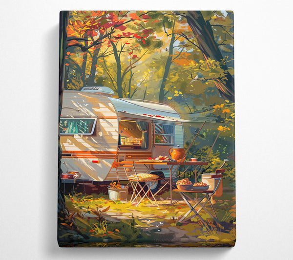  A Canvas Print of Golden Autumn Campsite Canvas Art