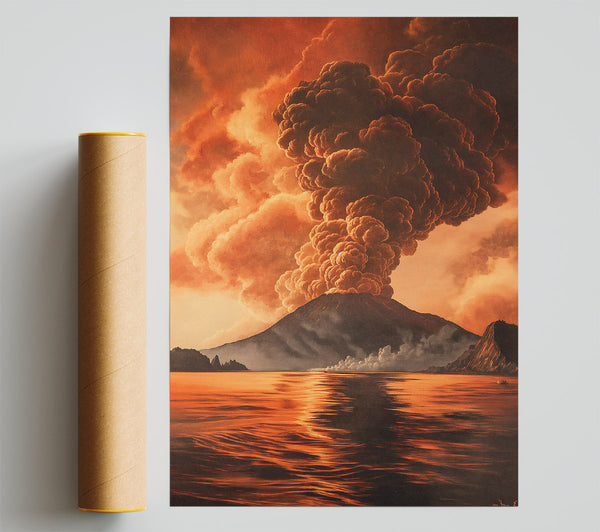 Orange Eruption Reflection Poster
