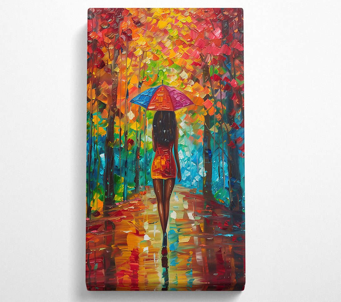  A Canvas Print of Red Umbrella Stroll Canvas Wall Art